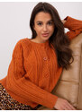 Fashionhunters Tmavě oranžový pletený svetr