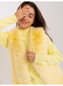 Fashionhunters Světle žlutá vesta z ekologické kožešiny