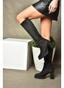 Fox Shoes R282230102 Black Suede Platform Women's Thick Heeled Boots