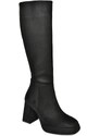 Fox Shoes R282230102 Black Suede Platform Women's Thick Heeled Boots