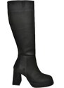Fox Shoes R282230102 Black Suede Platform Women's Thick Heeled Boots