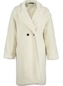 Trendyol Oversize Ecru Wide-Cut Long Plush Coat