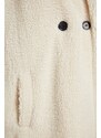 Trendyol Oversize Ecru Wide-Cut Long Plush Coat