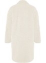 Trendyol Oversize Ecru Wide-Cut Long Plush Coat