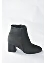 Fox Shoes Women's Black Nubuck Thick Heeled Boots