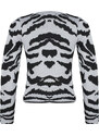 Trendyol šedý pletený svetr se zvířecím vzorem