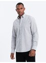 Ombre Clothing Pánská košile Oxford REGULAR - šedá V2 OM-SHOS-0108