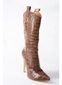 Fox Shoes Taba Crocodile Print High Heel Women's Boots