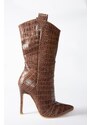 Fox Shoes Taba Crocodile Print High Heel Women's Boots