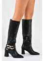 Fox Shoes Women's Black Thick Heeled Boots