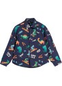 bonprix Chlapecká košile Slim Fit s potiskem dinosaurů, dlouhý rukáv Modrá