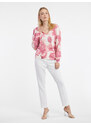 Orsay Růžovo-bílý dámský květovaný svetr - Dámské