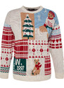 Trendyol Stone Christmas Themed Oversize Soft Textured Patterned Knitwear Sweater