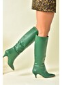 Fox Shoes Green Women's Low Heeled Boots