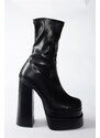 Fox Shoes Women's Black Platform Thick Heeled Boots