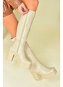 Fox Shoes Beige Women's Boots with a thick soled sole