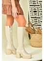 Fox Shoes Beige Women's Boots with a thick soled sole