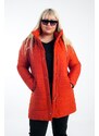 By Saygı Přenosný péřový kabát s kapucí s podšívkou nadměrných velikostí oranžový