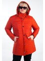 By Saygı Přenosný péřový kabát s kapucí s podšívkou nadměrných velikostí oranžový