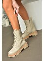 Fox Shoes R524802209 Beige Women's Lace-Up Anklet Boots