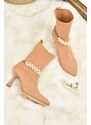 Fox Shoes Camel Pearl Accessory Knitwear Women's Boots