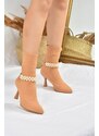 Fox Shoes Camel Pearl Accessory Knitwear Women's Boots
