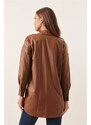 By Saygı Leather Shirt with Double Pockets Tan