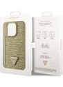 Ochranný kryt pro iPhone 15 Pro - Guess, Rhinestones Triangle Metal Logo Gold