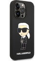 Ochranný kryt na iPhone 15 Pro - Karl Lagerfeld, Liquid Silicone Karl and Choupette Heads Black