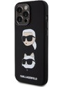 Ochranný kryt na iPhone 15 Pro MAX - Karl Lagerfeld, Liquid Silicone Karl and Choupette Heads Black