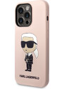 Ochranný kryt na iPhone 15 Pro - Karl Lagerfeld, Liquid Silicone Ikonik NFT Pink