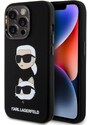 Ochranný kryt na iPhone 15 Pro - Karl Lagerfeld, Liquid Silicone Karl and Choupette Heads Black