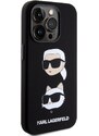 Ochranný kryt na iPhone 15 Pro - Karl Lagerfeld, Liquid Silicone Karl and Choupette Heads Black