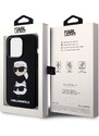 Ochranný kryt na iPhone 15 Pro - Karl Lagerfeld, Liquid Silicone Karl and Choupette Heads Black