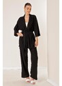 By Saygı Crescent Pants With Pockets Kimono Suit Black