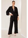 By Saygı Crescent Pants Pocket Kimono Suit Black