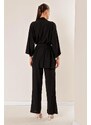 By Saygı Crescent Pants With Pockets Kimono Suit Black