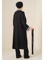 Bigdart 5865 Embroidered Knitted Long Kimono - Black