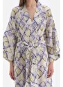 Dagi Green - Blue Linen Long Kimono