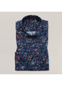 Willsoor Pánská tmavě modrá košile slim fit s různobarevným abstraktním vzorem 15619