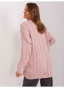 Fashionhunters Světle růžový oversized svetr s kabely