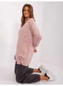 Fashionhunters Světle růžový oversized svetr s kabely