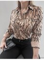 armonika Women's Mink Stripe Pattern Long Sleeve Shirt