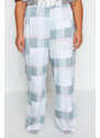 Trendyol Curve Gray Printed Checkered Knitted Pajamas Set