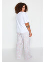 Trendyol Curve Pink Printed Knitted Pajamas Set