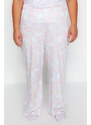 Trendyol Curve Pink Printed Knitted Pajamas Set