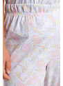 Trendyol Curve Pink Printed Knitted Pajamas Set