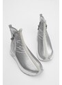 Marjin Women's Thick Sole Stones and Zippered Sports Boots Cunes Silver