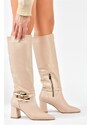 Fox Shoes Nude Women's Thick Heeled Boots