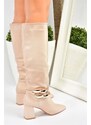 Fox Shoes Nude Women's Thick Heeled Boots